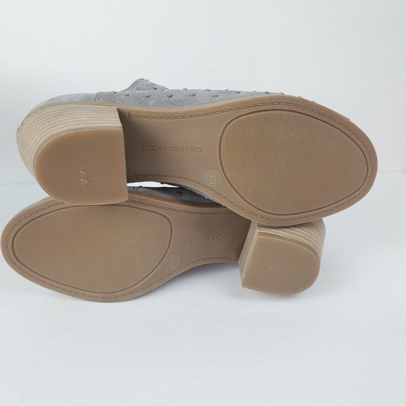 Lucky Brand Barlenna Women's Suede Studded Peep Toe Booties Sz 5.5M NWOB - Picture 6 of 9